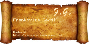 Frankovits Gedő névjegykártya